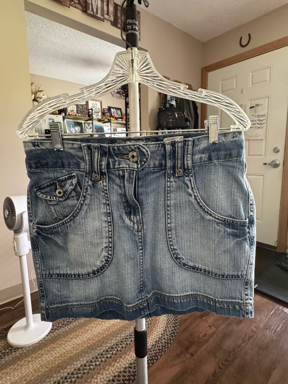 H&M Light Blue Washed Denim Mini Skirt